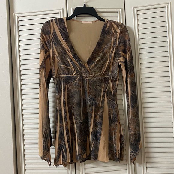 VINTAGE Forever 21 Paisley Witchy Flare Sleeve top - Picture 1 of 6